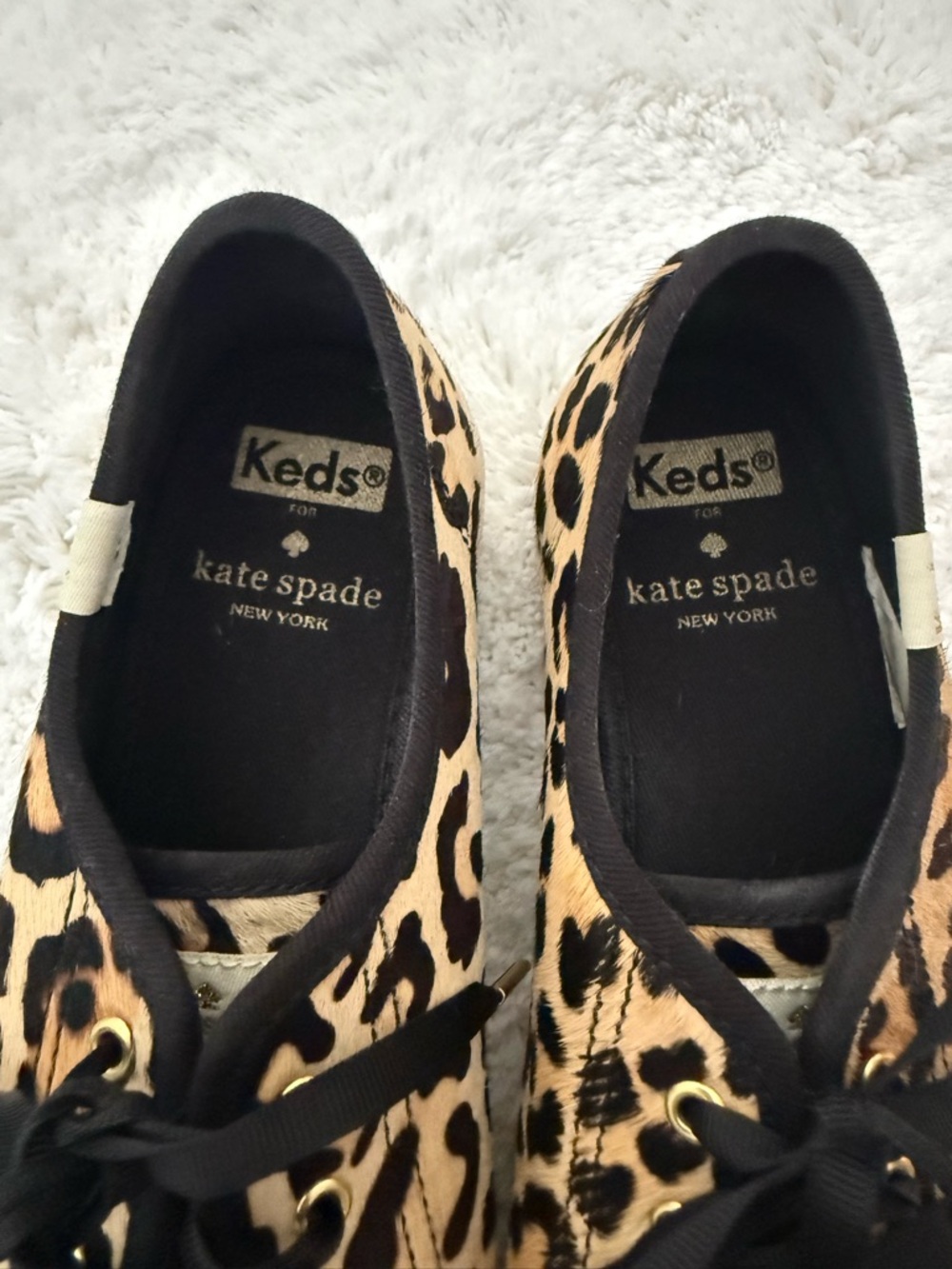 Kate Spade Keds Leopard Print Low-Top Sneakers in Tan and Black Size 7 - Picture 4 of 7